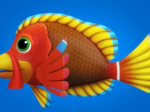 cartoon fish 06 rigged animated 3D Model