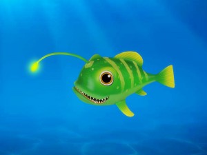 cartoon lantern fish rigged animated 3D Model