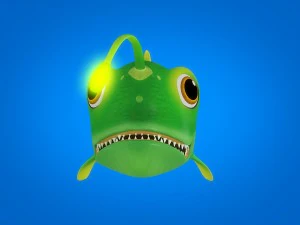 cartoon lantern fish rigged animated 3D Model