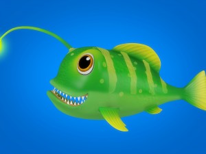 cartoon lantern fish rigged animated 3D Model