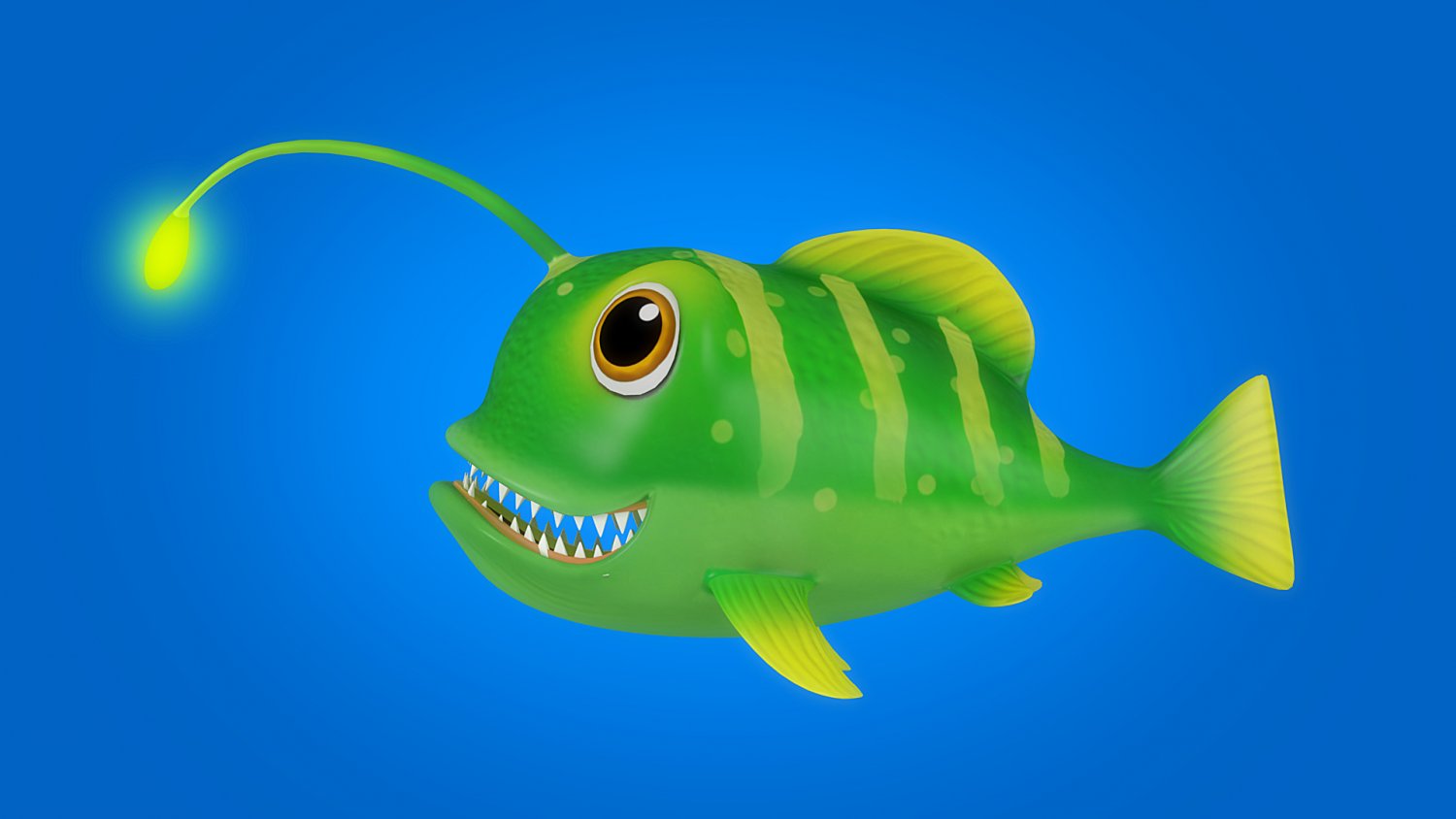 cartoon lantern fish rigged animated 3D Models. 