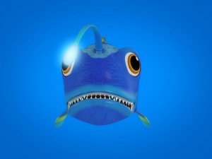 cartoon lantern fish rigged animated 3D Model
