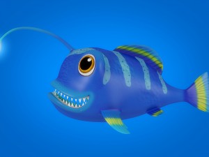 cartoon lantern fish rigged animated 3D Model