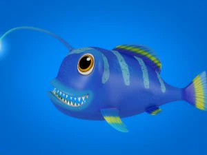 cartoon lantern fish rigged animated 3D Model