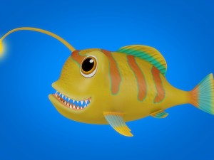 cartoon lantern fish rigged animated 3D Model