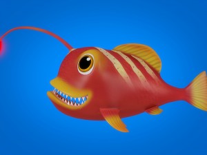 cartoon lantern fish rigged animated 3D Model