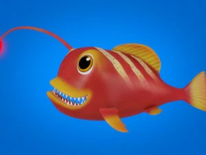 cartoon lantern fish rigged animated 3D Model