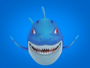 cartoon shark rigged animated 3D Model