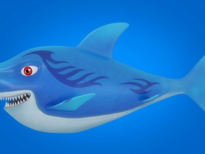 cartoon shark rigged animated 3D Model