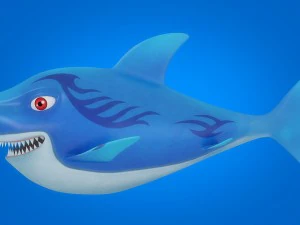 cartoon shark rigged animated 3D Model
