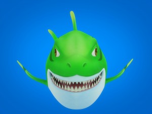 cartoon shark rigged animated 3D Model
