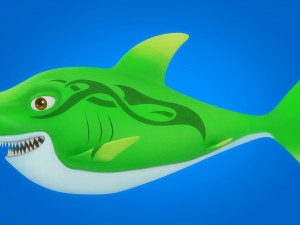cartoon shark rigged animated 3D Model