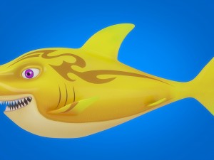 cartoon shark rigged animated 3D Model