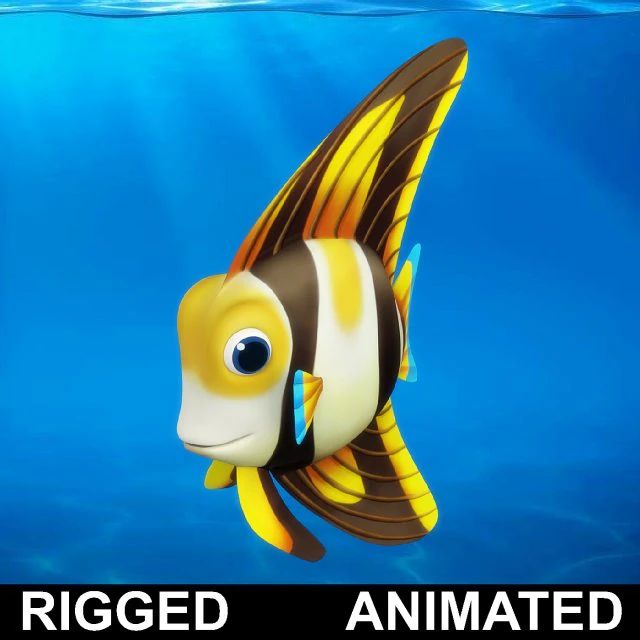 cartoon fish 07 rigged animated 3D Model .c4d .max .obj .3ds .fbx .stl .blend 