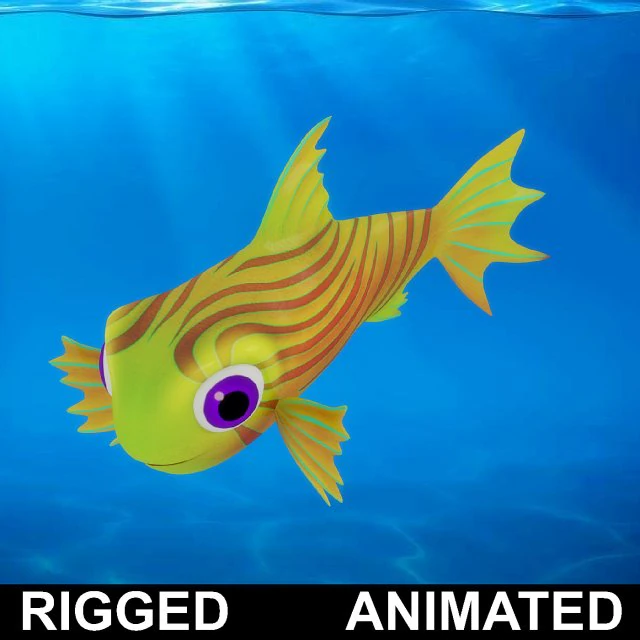 cartoon fish 10 rigged animated 3D Model .c4d .max .obj .3ds .fbx .stl .blend 