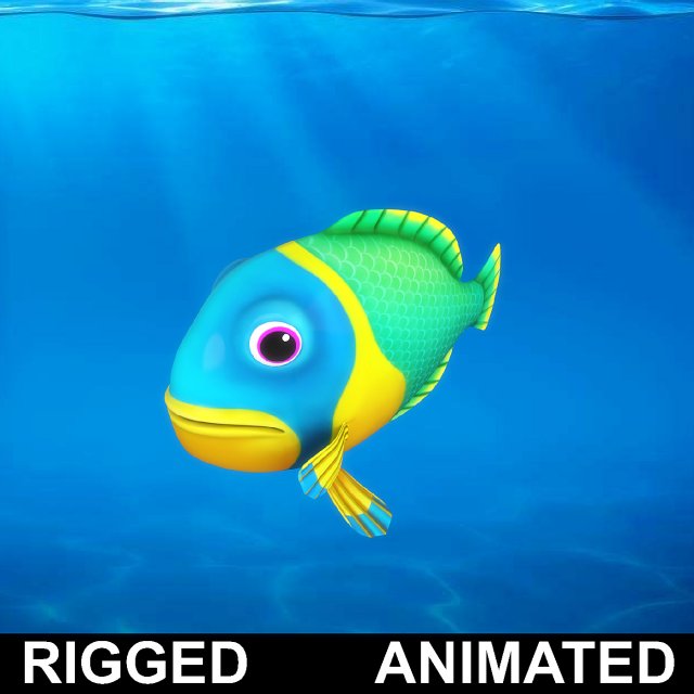 cartoon fish 11 rigged animated Modèle 3D .c4d .max .obj .3ds .fbx .stl .blend 