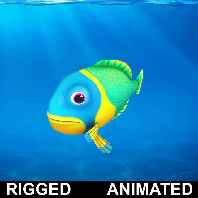 cartoon fish 11 rigged animated 3D Model .c4d .max .obj .3ds .fbx .stl .blend