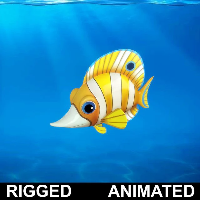 cartoon fish 13 rigged animated 3D Model .c4d .max .obj .3ds .fbx .stl .blend 
