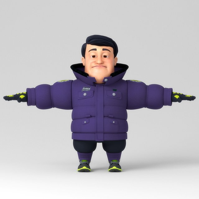 catoon middle-aged person 3D Model .c4d .max .obj .3ds .fbx .stl .blend 