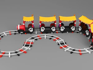 cartoon excursion train 3D Model