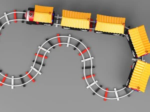 cartoon excursion train 3D Model
