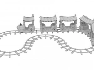 cartoon excursion train 3D Model