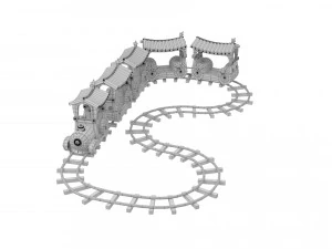 cartoon excursion train 3D Model
