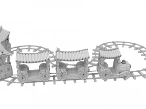 cartoon excursion train 3D Model
