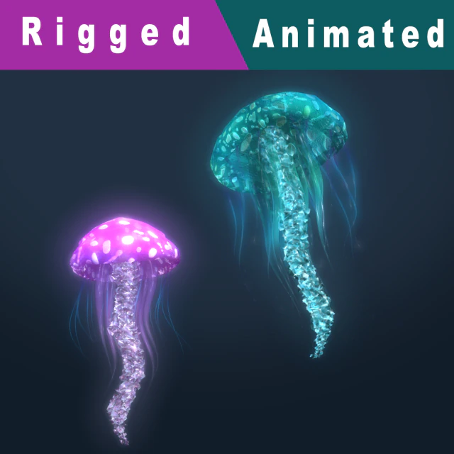 fantasy jellyfish rigged animated 3D Model .c4d .max .obj .3ds .fbx .stl .blend 