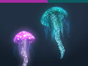 판타지 해파리 조작 애니메이션 3D 모델