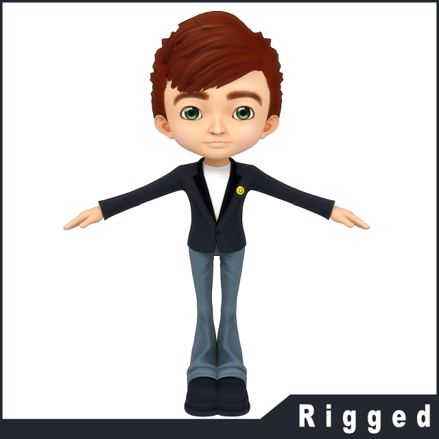cartoon boy rigged 3Dモデル .c4d .max .obj .3ds .fbx .stl .blend 