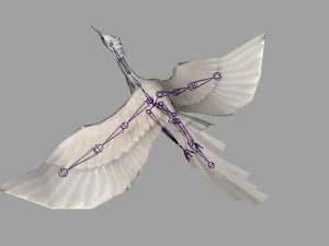 egret rigged animated 3D Model