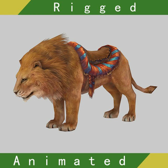 lion rigged animated 3D Model .c4d .max .obj .3ds .fbx .stl .blend 