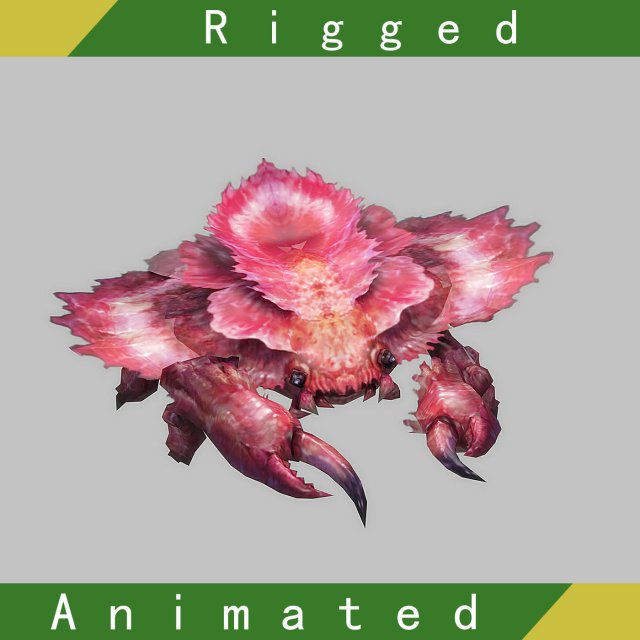 crab rigged animated 3D Model .c4d .max .obj .3ds .fbx .stl .blend 