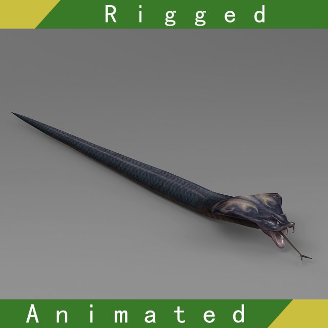 snake rigged animated 01 3D Model .c4d .max .obj .3ds .fbx .stl .blend 