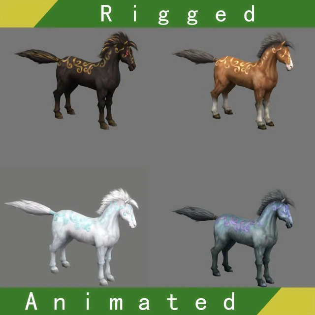 horse rigged animated 03 3D Model .c4d .max .obj .3ds .fbx .stl .blend 