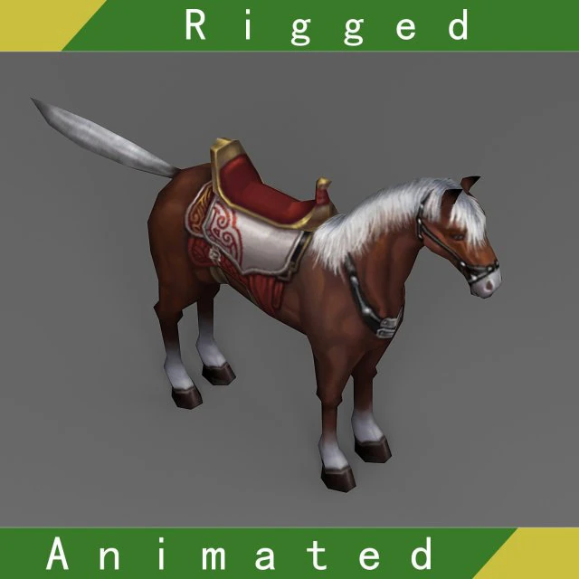 horse rigged animated 02 3D Model .c4d .max .obj .3ds .fbx .stl .blend 