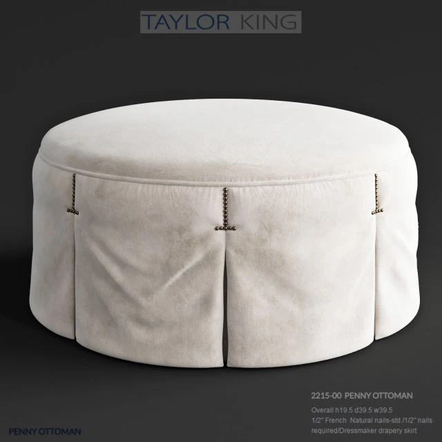 taylor king penny ottoman 3D Model .c4d .max .obj .3ds .fbx .stl .blend