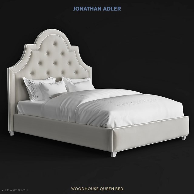 jonathan adler woodhouse queen bed Model 3D .c4d .max .obj .3ds .fbx .stl .blend 
