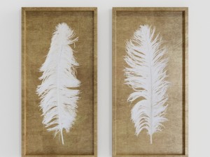 uttermost white feathers gold shadow box s2 3D Model