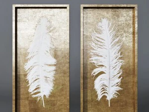 uttermost white feathers gold shadow box s2 3D Model