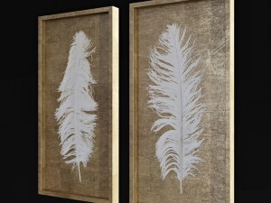 uttermost white feathers gold shadow box s2 3D Model