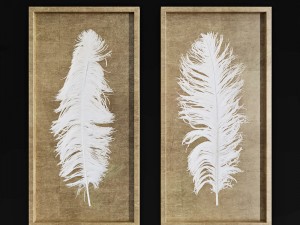 uttermost white feathers gold shadow box s2 3D Model