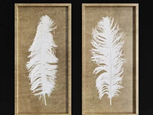 uttermost white feathers gold shadow box s2 3D Model