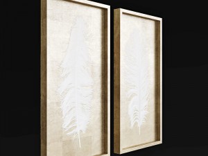 uttermost white feathers gold shadow box s2 3D Model