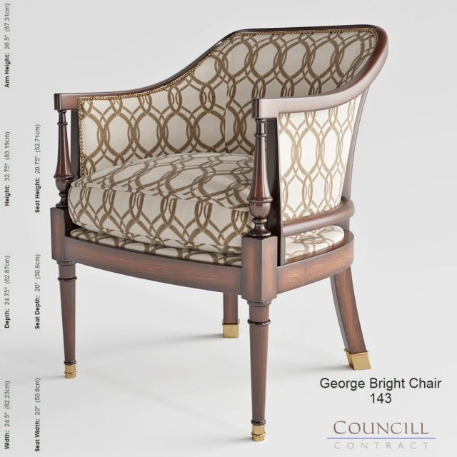 kindel furniture company george bright chair 3D Model .c4d .max .obj .3ds .fbx .stl .blend 