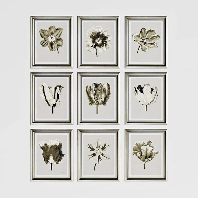 picture set flowers 3D Model .c4d .max .obj .3ds .fbx .stl .blend