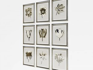 picture set flowers 3D Model