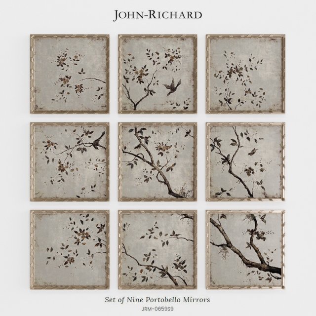 john richard set of nine portobello mirrors 3Dモデル .c4d .max .obj .3ds .fbx .stl .blend 