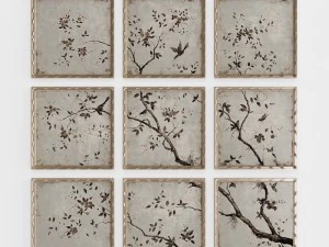 John Richard ensemble de neuf miroirs portobello Modèle 3D